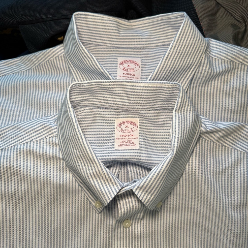 (2) Brooks Brothers Men’s Supima Cotton Oxford Striped Shirts XL - Picture 10 of 11